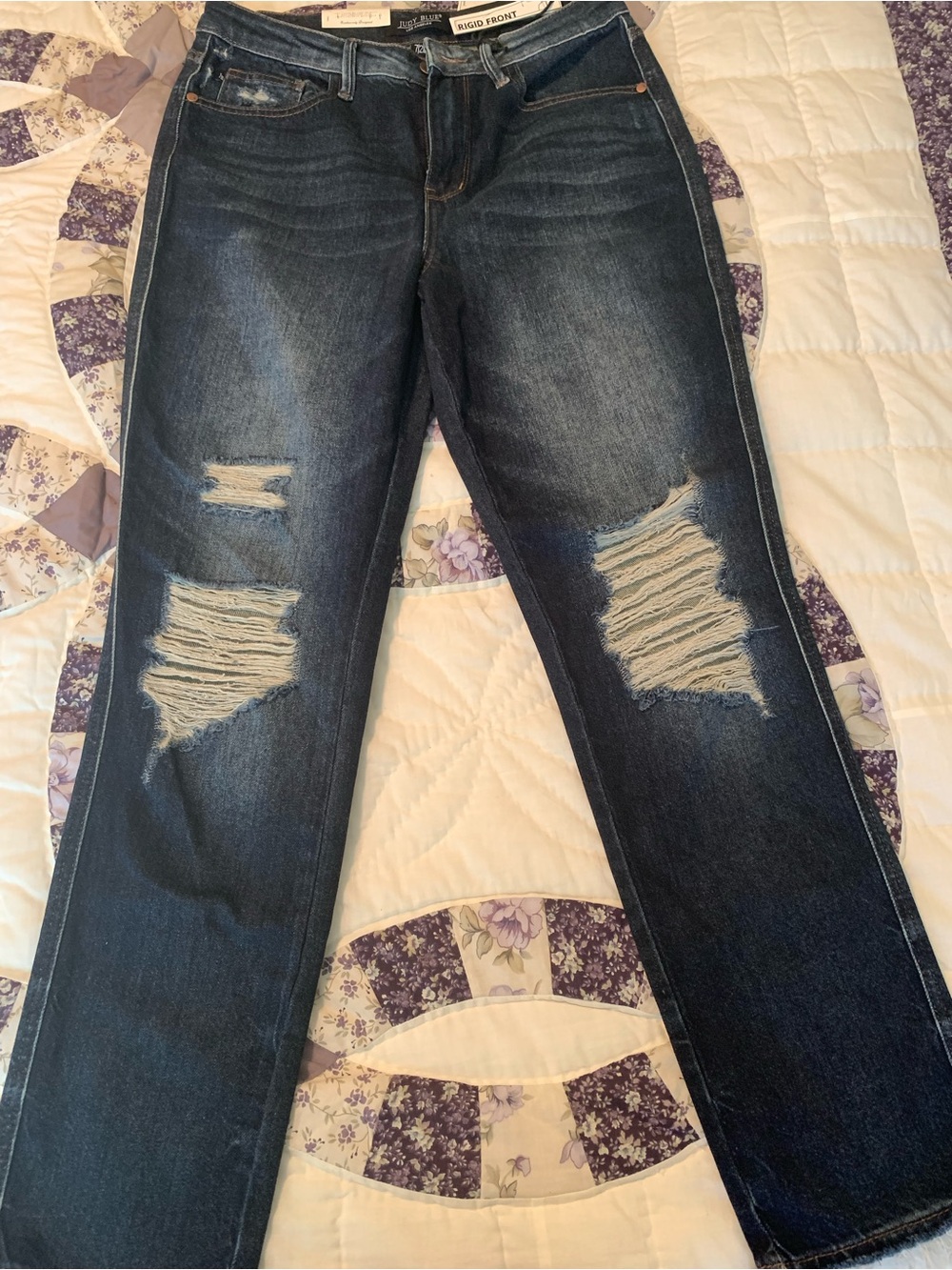 Judy Blue Dark Blue Distressed High-Rise Jeans